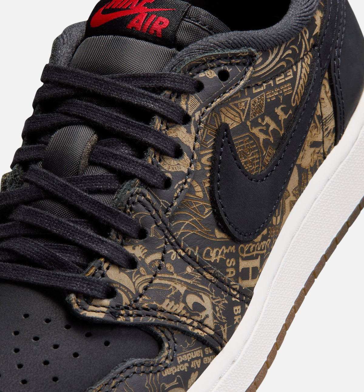 Air Jordan 1 Retro Low OG Laser Black and Varsity Red Grade School Sneakers