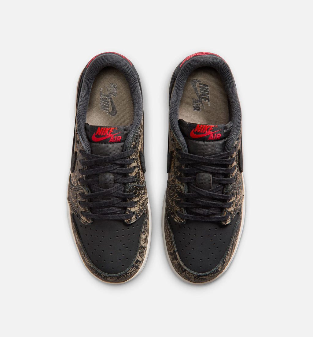 Air Jordan 1 Retro Low OG Laser Black and Varsity Red Grade School Sneakers