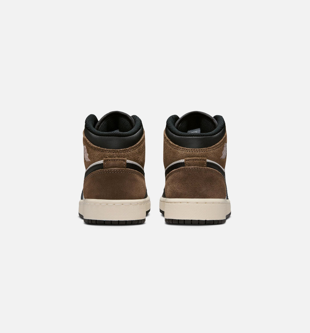 Air Jordan 1 Mid Grade School Sneakers - Black / Phantom / Palomino / University Red