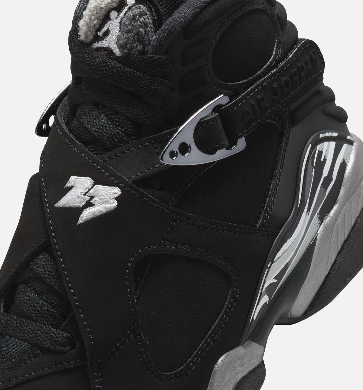 Air Jordan 8 Retro Chrome Black and Light Graphite Grade School