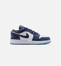Air Jordan 1 Low Grade School Sneakers – Midnight Navy / University Blue / White
