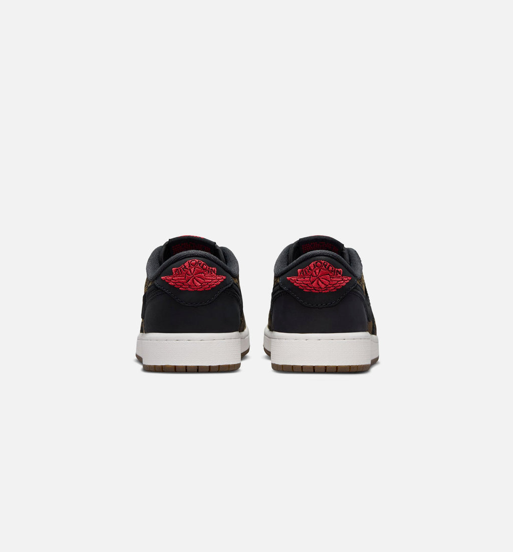 Air Jordan 1 Retro Low OG Laser Black and Varsity Red Grade School Sneakers
