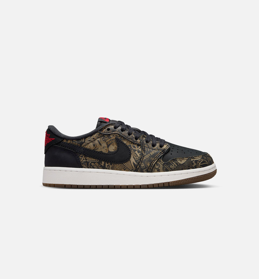 Air Jordan 1 Retro Low OG Laser Black and Varsity Red Grade School Sneakers
